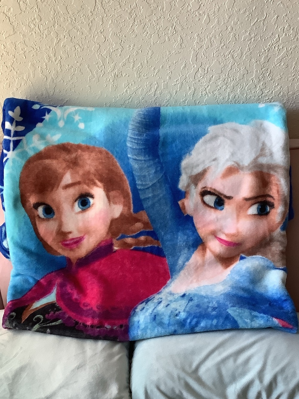 Disney Frozen Anna and Elsa Blue Pink Throw Blanket